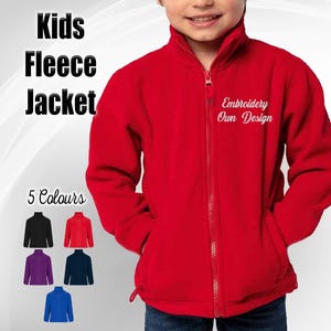 Personalized Embroidered Kids Fleece Jacket: Custom Logo, Name