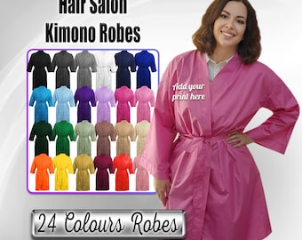 Personalised Waterproof & Bleach Resistant Robe Printed,Custom Hairdressing Robe,Hairdresser Cover up,Printed Salon Kimono,Beauty Salon Robe