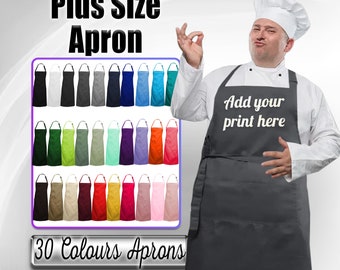 Personalised Plus Size Apron Printed, Custom Plus Size Apron, any name or logo, Personalised wide and long apron, Oversize Apron, BBQ Apron