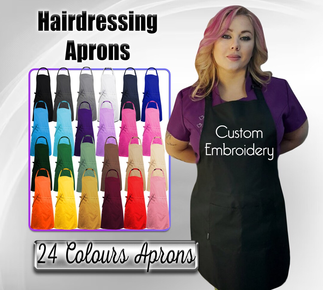 Personalised Embroidered Hairdressers Apron, Customised Hairdressers Apron Embroidered