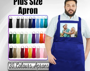 Personalised Plus Size Photo Printed Apron, Custom Plus Size Photo Printed Apron, Personalised wide and long apron, Oversize Apron,BBQ Apron