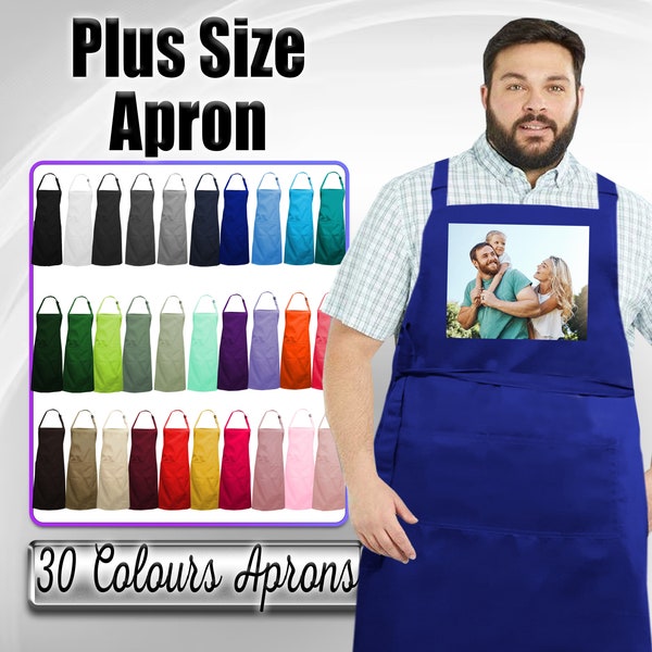 Personalised Plus Size Photo Printed Apron, Custom Plus Size Photo Printed Apron, Personalised wide and long apron, Oversize Apron,BBQ Apron