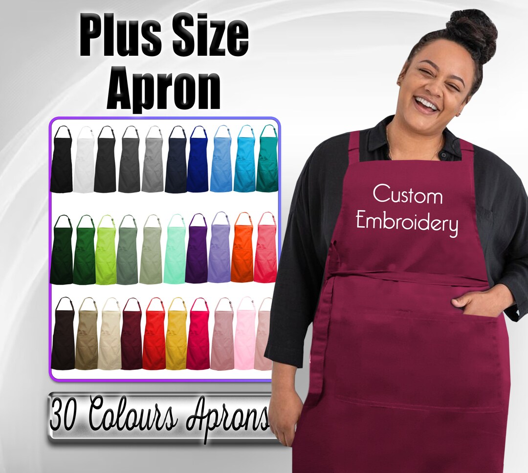 Personalized Plus Size Apron: Custom Embroidery, Chef Apron - Etsy