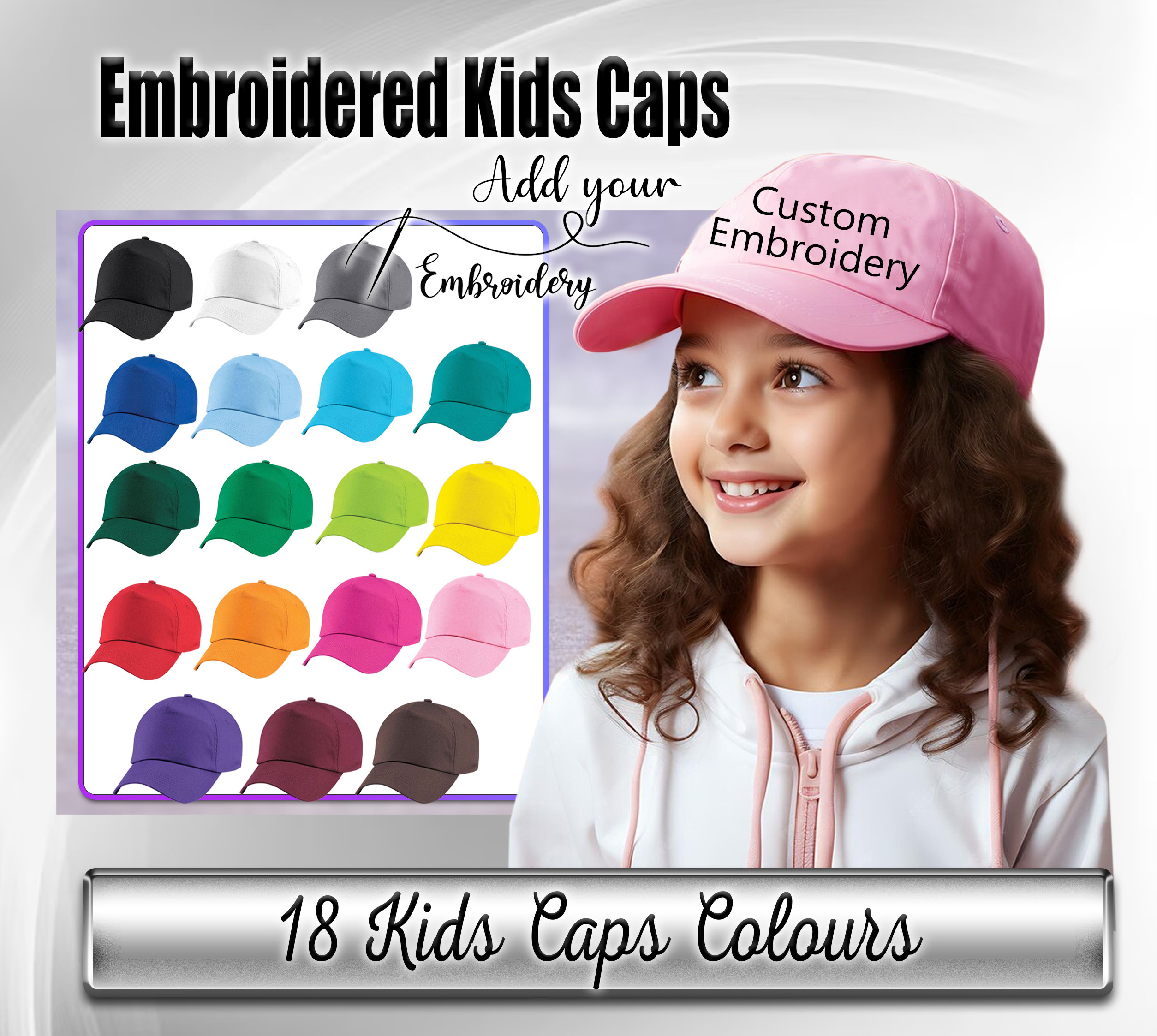 Personalized Kids Baseball Cap: Custom Embroidered Cotton Twill
