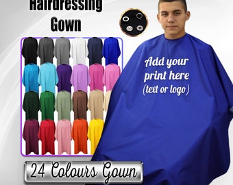 Personalised Hairdressing Gown Printed, name or Logo, Professional custom  cape, Barbershop Cape, Salon Cape for hairdressers, Styling capes