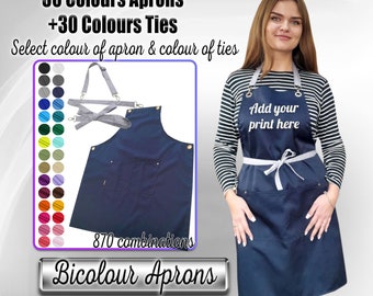 Personalised Beauty Apron printed, Custom Apron for hairdressers, Luxury Printed apron, Bi-colour apron, Men's Apron, Apron with your logo