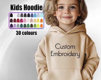 Personalized Kids Hoodie: Custom Embroidery, 30 Colors