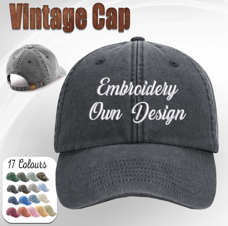Personalised Vintage cap with embroideryany logo or name