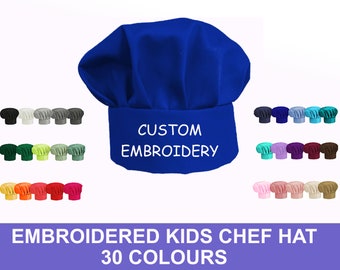 Personalised Embroidered Kids Chef Hat, Custom children's chef hat embroidered, kids chef hat with embroidery , any name, design or logo