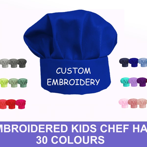 Personalised Embroidered Kids Chef Hat, Custom children's chef hat embroidered, kids chef hat with embroidery , any name, design or logo