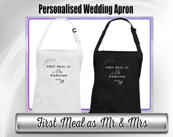Avental de casamento personalizado: Primeira refeição bordada Sra. Design