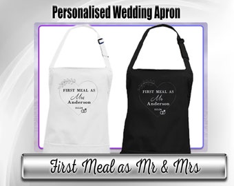 Personalised Wedding Apron with embroidery, Bride Apron,First Meal Mrs Apron,Wedding cover up apron,  Bride Gift Apron, Custom Wedding Apron