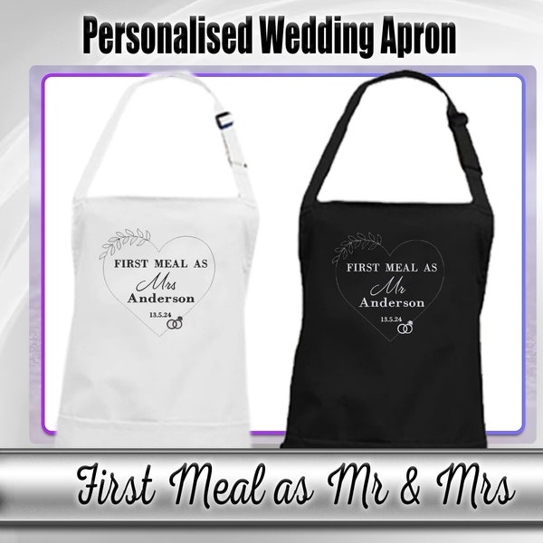 Personalised Wedding Apron with embroidery, Bride Apron,First Meal Mrs Apron,Wedding cover up apron,  Bride Gift Apron, Custom Wedding Apron