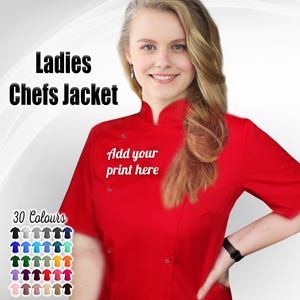 Personalized Women&#39;s Chef Jacket: Short Sleeve, Custom Logo