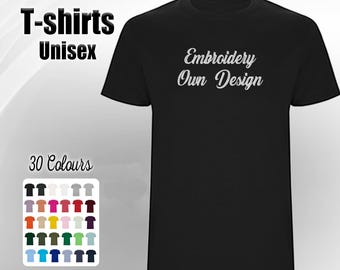 Personalized Embroidered T-Shirt: Custom Name or Logo, Unisex Cotton Tee