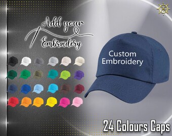 Personalised Cap with Embroidery, Customised Embroidered Cap, Unisex or Mens Embroidered Cap, any name or logo, Embroidered Baseball Cap