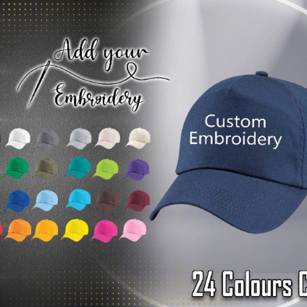 Personalised Cap with Embroidery, Customised Embroidered Cap, Unisex or Mens Embroidered Cap, any name or logo, Embroidered Baseball Cap