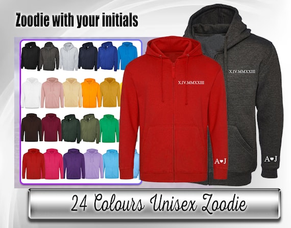 Embroidered Zip Hoodie: Personalized Custom Text Zoodie