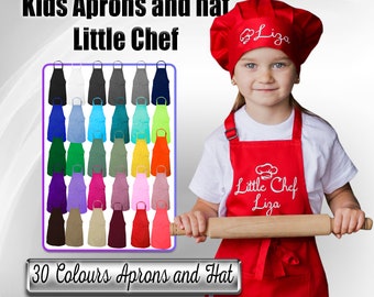 Personalized Kids Apron and Hat Set: Little Chef Design
