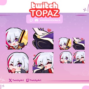 Topaze 4 Emotes Pack pour Twitch / Discord / Youtube | Émotes Honkai Star Rail