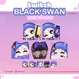 Pacchetto di 4 emote Cigno Nero per Twitch / Discord / Youtube | Emote di Honkai Star Rail