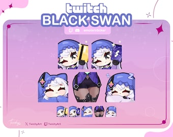 Black Swan 4 Emotes Pack for Twitch / Discord / Youtube | Honkai Star Rail Emotes