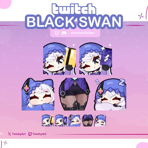 Black Swan 4 Emotes Pack for Twitch / Discord / Youtube | Honkai Star Rail Emotes