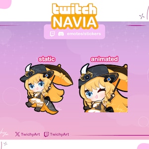 Emote animata e statica Navia Wink per Twitch / Discord / Youtube | Emote di impatto Genshin