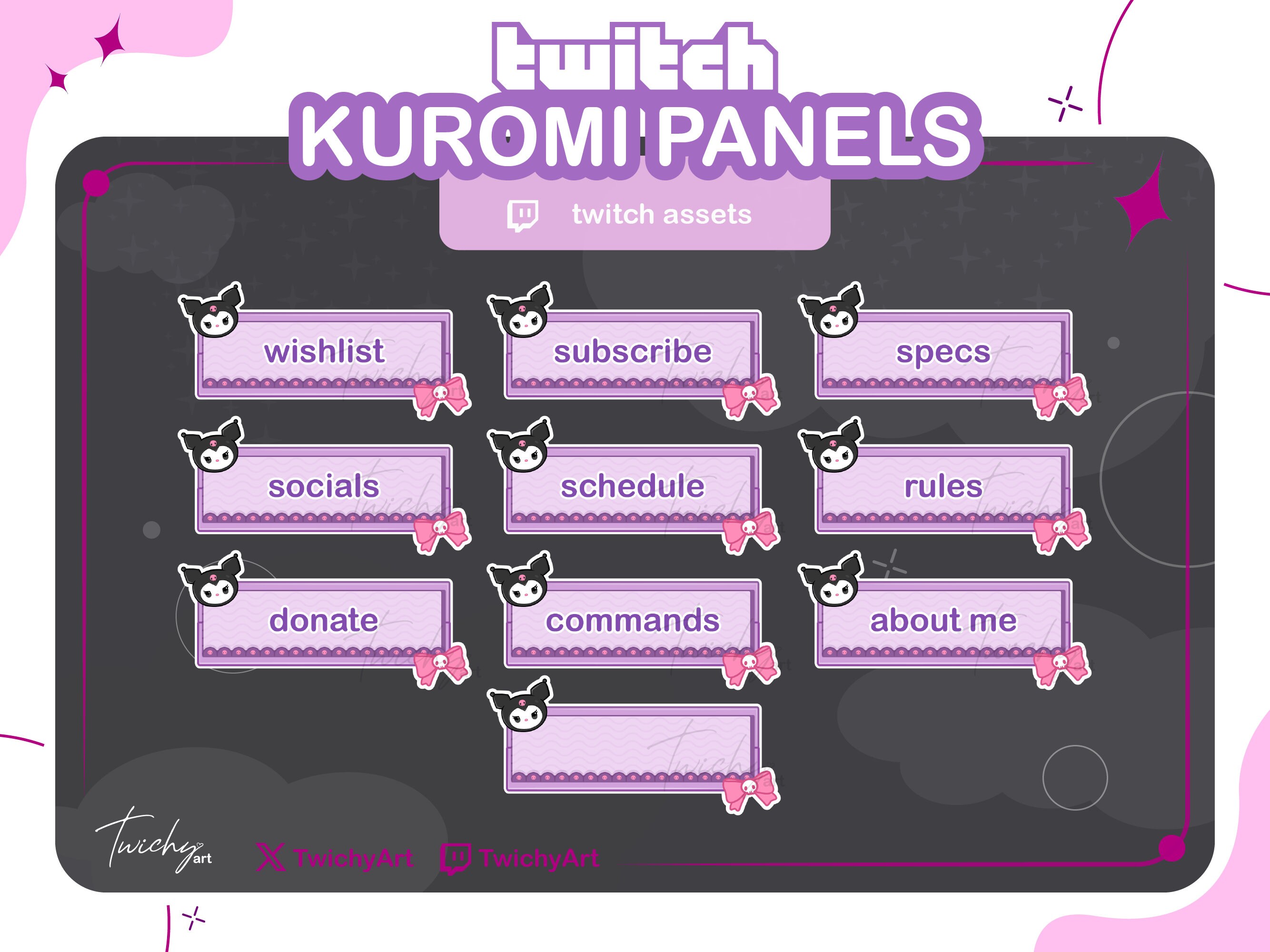14 Kawai Cat Panels PNG for Twitch | Twitch Assets - Etsy