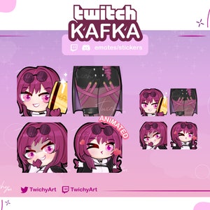 Pack d'émoticônes Kafka 4 ! Pour Twitch/Discord/YouTube | Émoticônes Honkai Star Rail