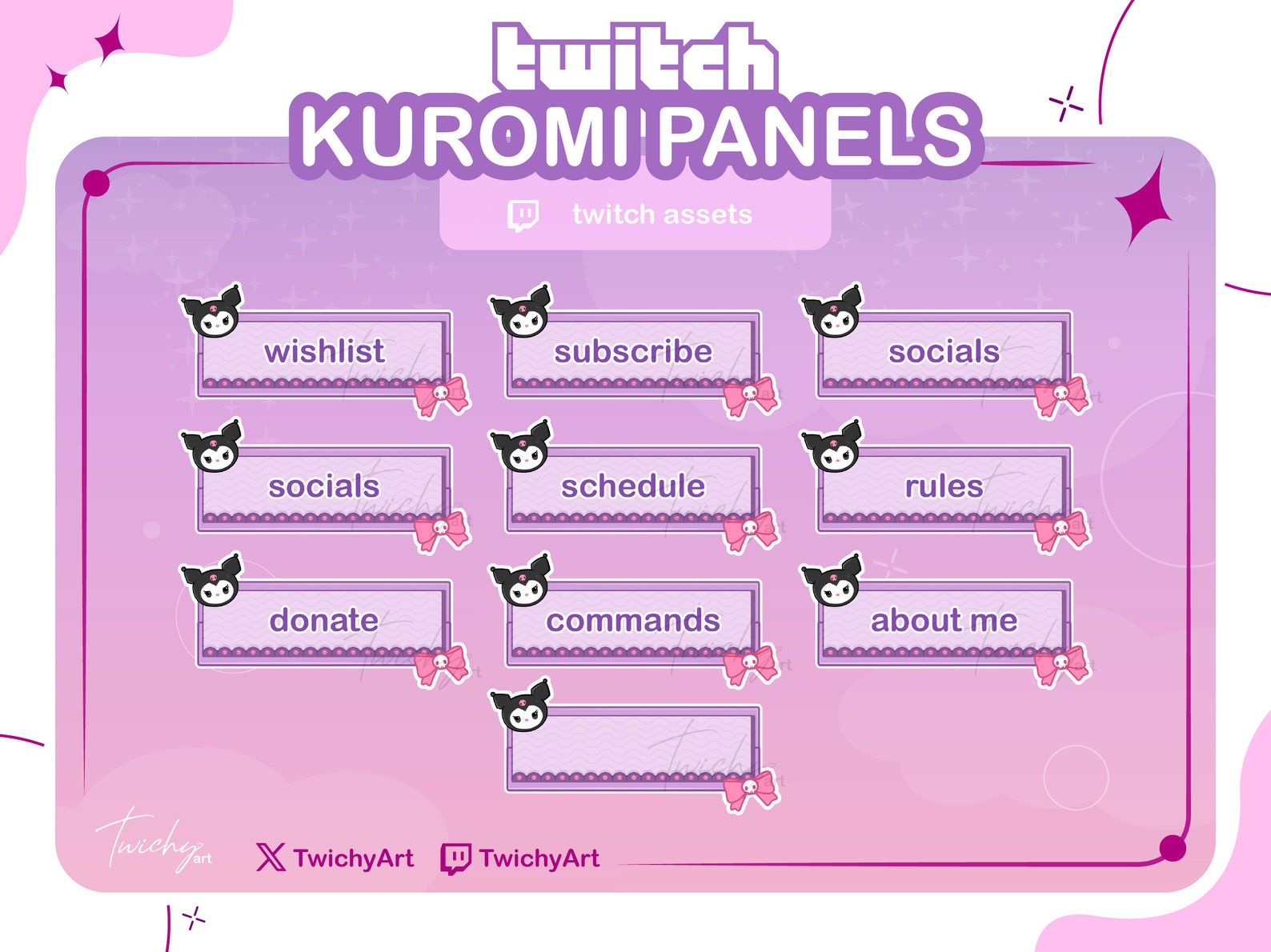 14 Kawai Cat Panels PNG for Twitch | Twitch Assets - Etsy