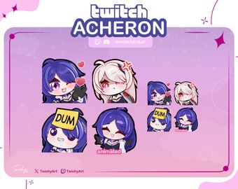 Acheron 4 Emotes Pack Animated and Static for Twitch / Discord / Youtube | Honkai Star Rail Emotes