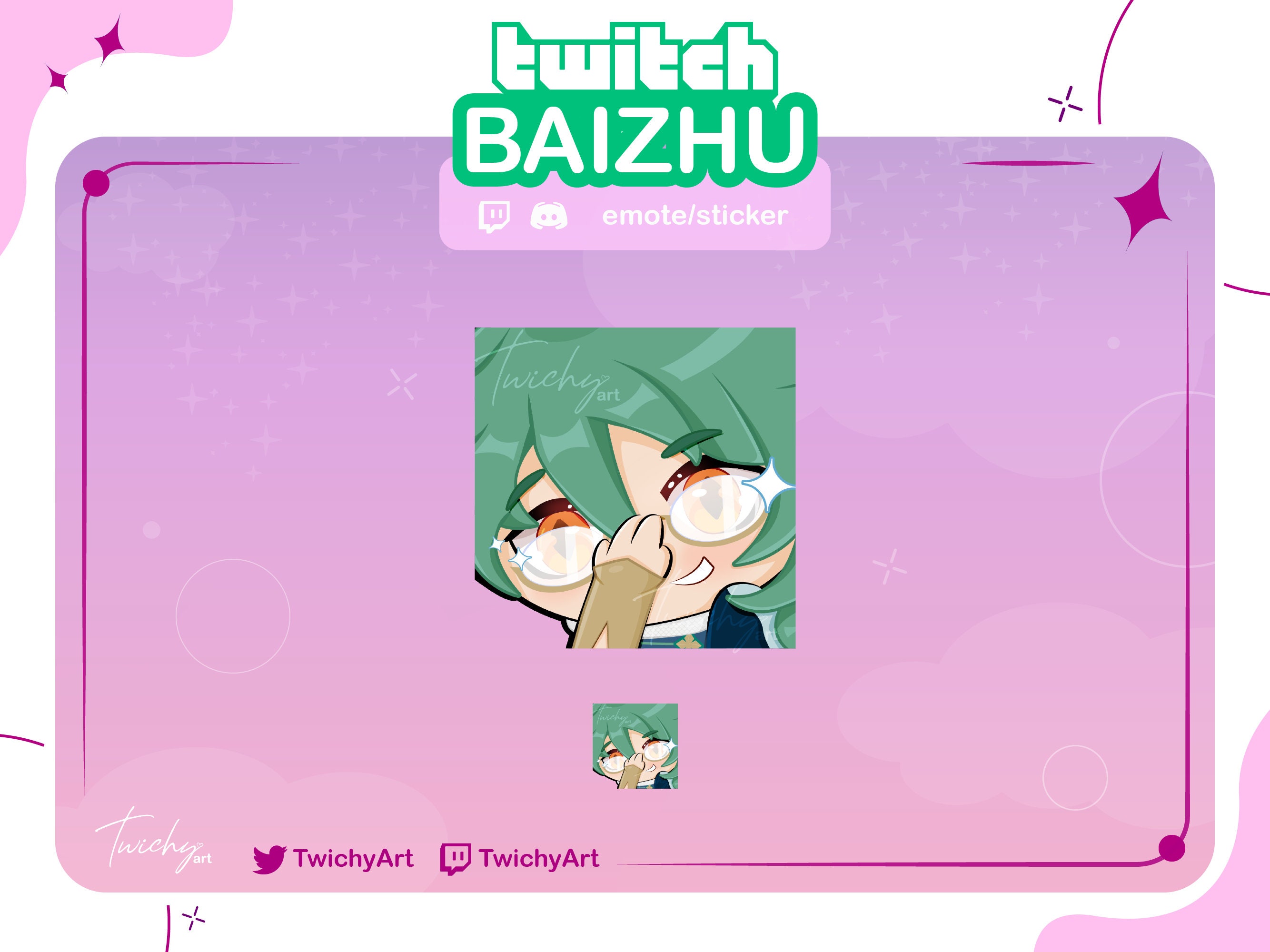 Baizhu Glasses Emote for Twitch / Discord Sticker / Youtube | Genshin Impact Emote