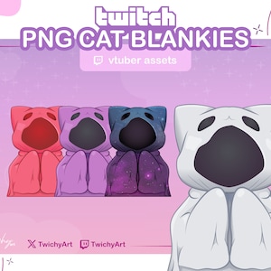 4 Cute PNG Cat Blankies | Vtuber Assets | Twitch Assets