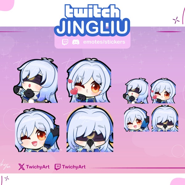 Jingliu 4 Emotes Pack for Twitch / Discord / Youtube | Honkai Star Rail Emotes