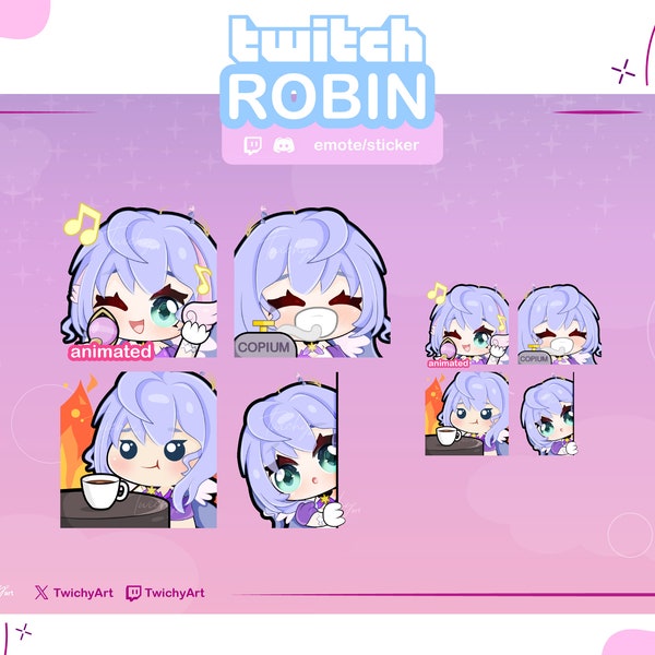 Robin 4 Emotes Pack Animated and Static for Twitch / Discord / Youtube | Honkai Star Rail Emotes