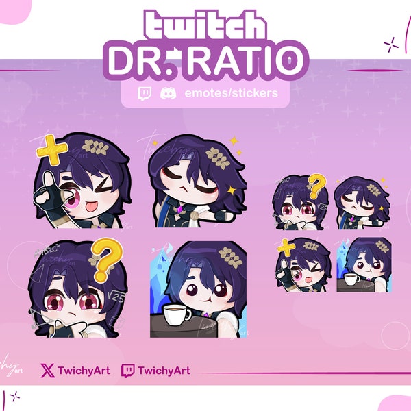 Dr Ratio 4 Emotes Pack for Twitch / Discord / Youtube | Honkai Star Rail Emotes