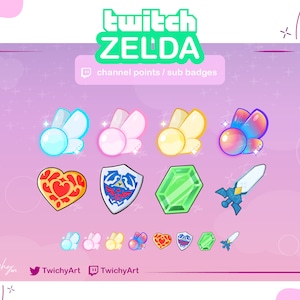 Twitch 用ゼルダ ストリーマー パック サブバッジとチャンネル ポイント / Twitch 用のかわいいバッジ