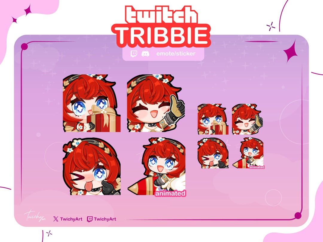 Tribbie 4 Emotes Set Animated and Static for Twitch / Discord / Youtube ...