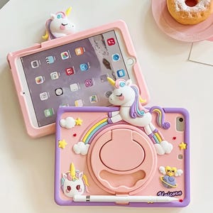 Cute Unicorn Case for IPad Pro11/ Air11/ A16/ 10.2/ & Mini Series  With Rotation Handle Stand