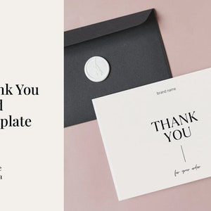 PRINTABLE Thank You Cards Template, Small Business Purchase Order, Editable Customer Packaging Insert Note, Digital Download, Minimal, Canva