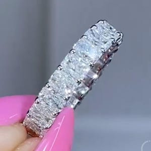 Radiant Cut Moissanite Full Eternity Band Unique Radiant Shape Wedding Band, Radiant Diamond Bridal Set Band, Anniversary Ring, Gift For Her