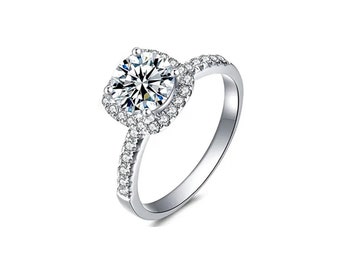 2.00ct Moissanite Engagement Ring, 14kt White Gold Engagement Ring