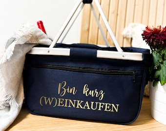 Einkaufskorb (W)einkaufen - Tragekorb individuell bedruckt - Einkaufstasche für Sie - Geschenkidee Frauen Geburtstag Muttertag Freundin