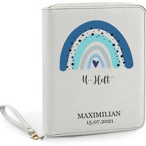 Organizer U-booklet rainbow blue sky personalized with name | Document folder maternity pass cover