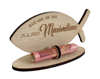 Doopcadeau | Gepersonaliseerd met naam | Houten vis met gravure | Doopcadeau voor kinderen, meisjes en jongens
