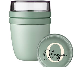 Müslibecher personalisiert Mepal, Snackbox Müsli mit Name, Aufdruck bunt Initiale Buchstabe, Joghurtbecher Dose, Lunch Pot Ellipse Geschenk
