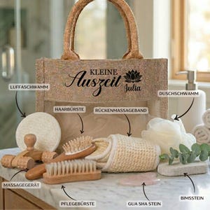 Personalized wellness gift set, wellness box in a jute bag including contents, gift voucher packaging, wellness bag for girlfriend/sister image 9