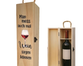 Weinbox personalisiert mit Spruch, Geschenkbox Weinflasche mit Name, Geschenkkiste Flaschenbox graviert, Weingeschenk Weinkiste Geburtstag