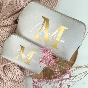 Bolsa de cosméticos, bolsa de maquillaje, letra - personalizada con nombre - inicial con nombre para niñas damas - regalo de cumpleaños hermana amigas